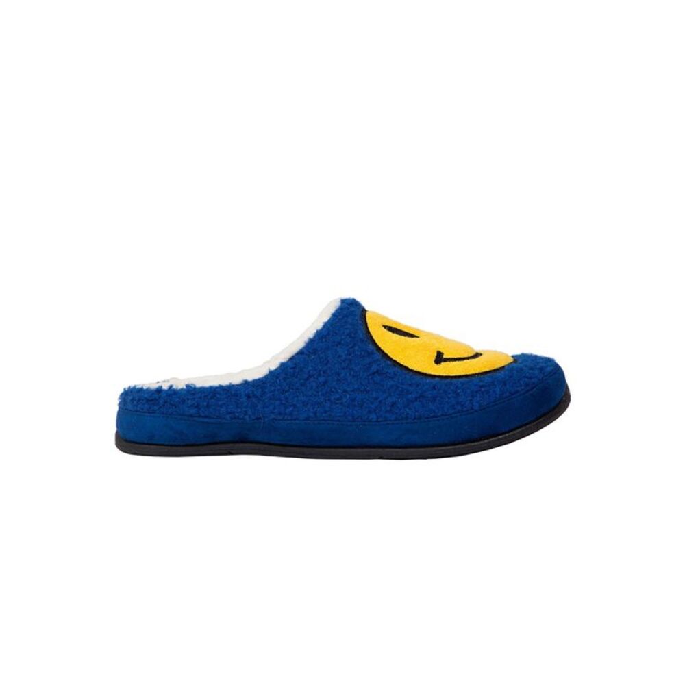 DEER STAGS Mens Blue Smiley Face Round Toe Slip On Slippers 8 M